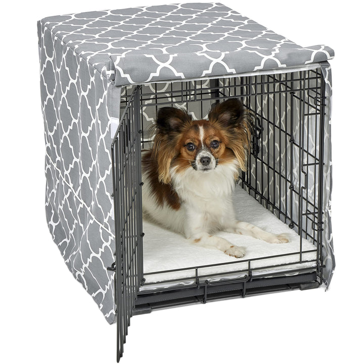 New World Pet Products Dog Crate Cover Featuring Teflon Fabric Protector, Dog Crate Cover Fits New World & Midwest 24-Inch Dog Crates, Light Gray Designer Pattern