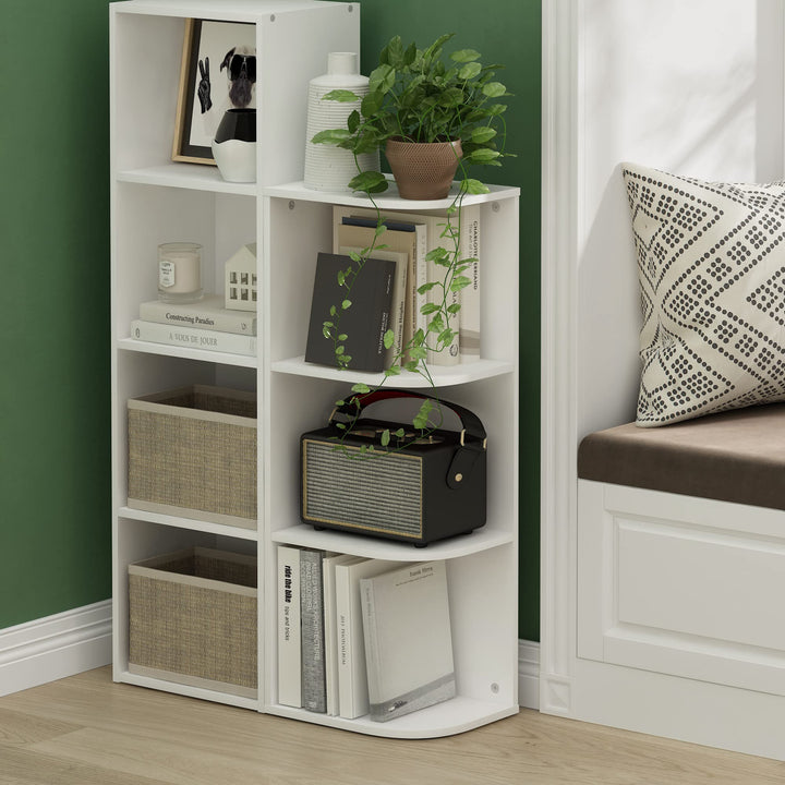 Furinno Pasir 3-Tier Open Shelf Bookcase, White/Green 11003WH/GR 3-Tier Cube