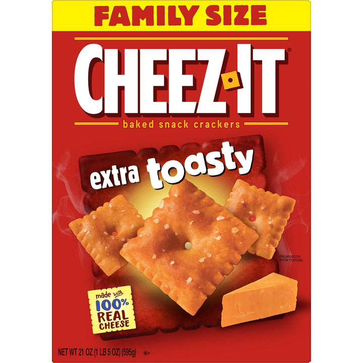 Cheez-It Cheese Crackers, Baked Snack Crackers, Lunch Snacks, Family Size, Extra Toasty, 21oz Box (1 Box) 1.31 Pound (Pack of 1)