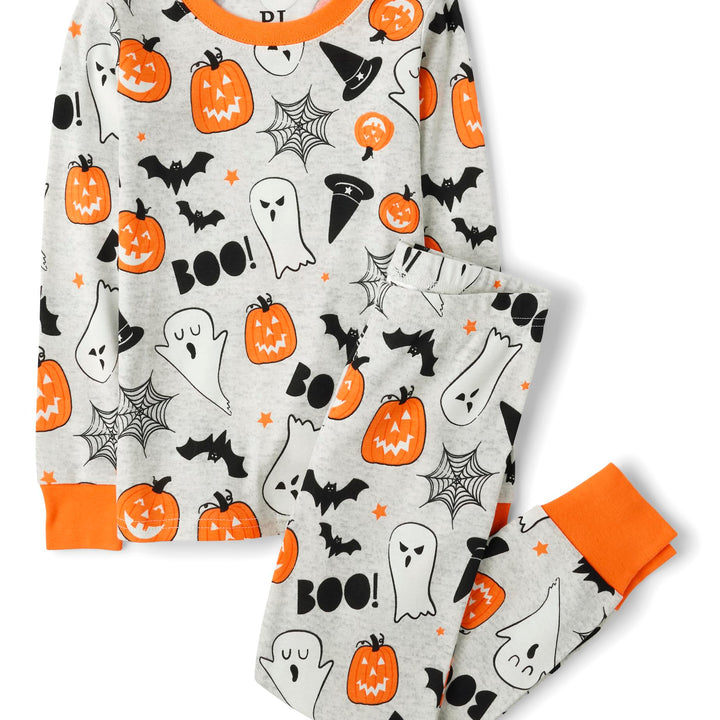 The Children's Place Baby And Kids', Sibling Matching Christmas Pajama Sets, Cotton Kids 2 Piece 10 Ghosts/Pumpkins Halloween