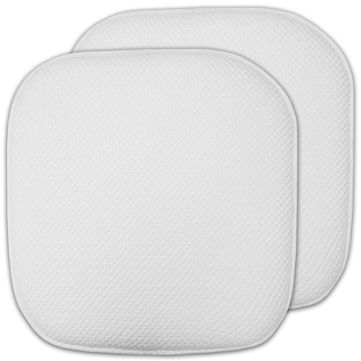 Sweet Home Collection Cushion Memory Foam Chair Pads Honeycomb Nonslip Back Seat Cover 16" x 16", 2 Pack, White