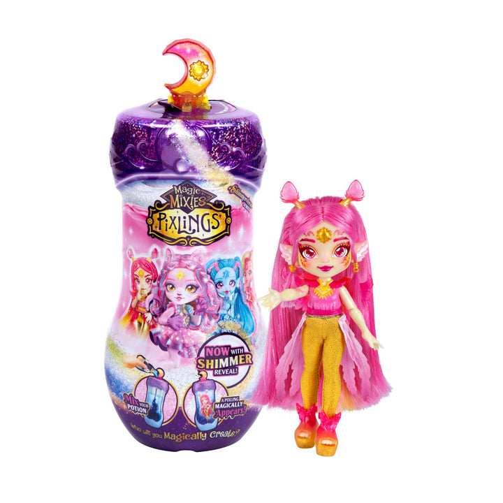 Magic Mixies Pixlings Shimmerverse Series, Create & Mix Magic Potion to Magically Reveal Pheona The Pheonix, This Beautiful 6.5" Shimmerverse Pixling Fashion Doll Appears Inside The Potion Bottle