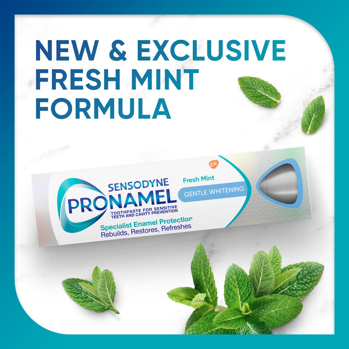 Sensodyne Pronamel Gentle Teeth Whitening Enamel Toothpaste for Sensitive Teeth, to Reharden and Strengthen Enamel,  Exclusive, Fresh Mint - 4 Ounces (Pack of 3) 4 Ounce (Pack of 3)