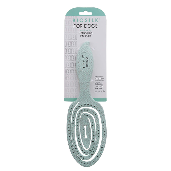 BioSilk for Pets Eco-Friendly Detangling Pin Brush for Dogs in Mint Green | Easy to Hold Ergonomic Handle Dog Brushes, Wet or Dry Dog Hair Brush, Light Blue (FF12806),Gray/Black