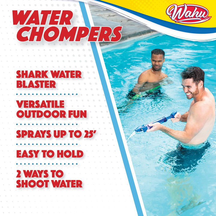 Wahu Water Chompers Shark Water Blaster Toy for Kids Ages 8+, Kids Water Squirter Water Gun Toy with EZ-Grip Handle, Sprays Over 25'