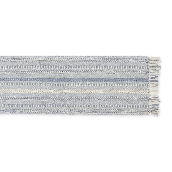 DII Farmhouse Braided Stripe Table Runner Collection, 15x72 (15x77, Fringe Included), Cool Gray 15x72" (15x77", Fringe Included) Striped