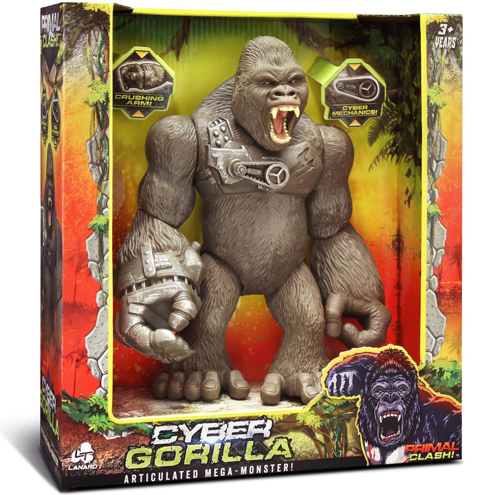 Lanard Primal Clash! Cyber Gorilla Mega Monster! - 10" Articulated Figure, Kids Toy Figure, Medium