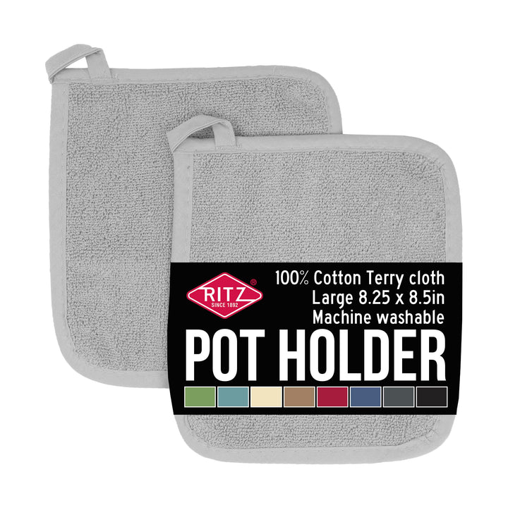 Ritz Terry Potholder & Hot Pad: Unparalleled Heat Resistant, Durable 100% Cotton  Ergonomically Designed for Optimal Grip  Easy-Care Machine Washable  Perfect for Your Kitchen  Titanium Gray, 2-Pk