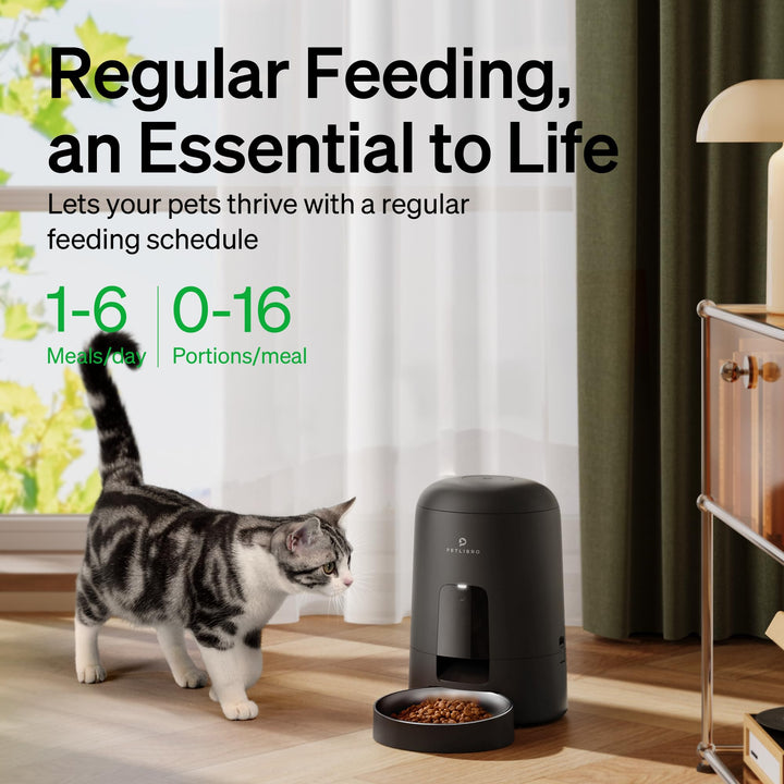 PETLIBRO Automatic Cat Feeder, Wi-Fi Rechargeable Cat Food Dispenser Battery-Operated with 30-Day Life, AIR 2.4G Wi-Fi Timed Pet Feeder for Cat & Dog, 2L Auto Cat Feeder, White