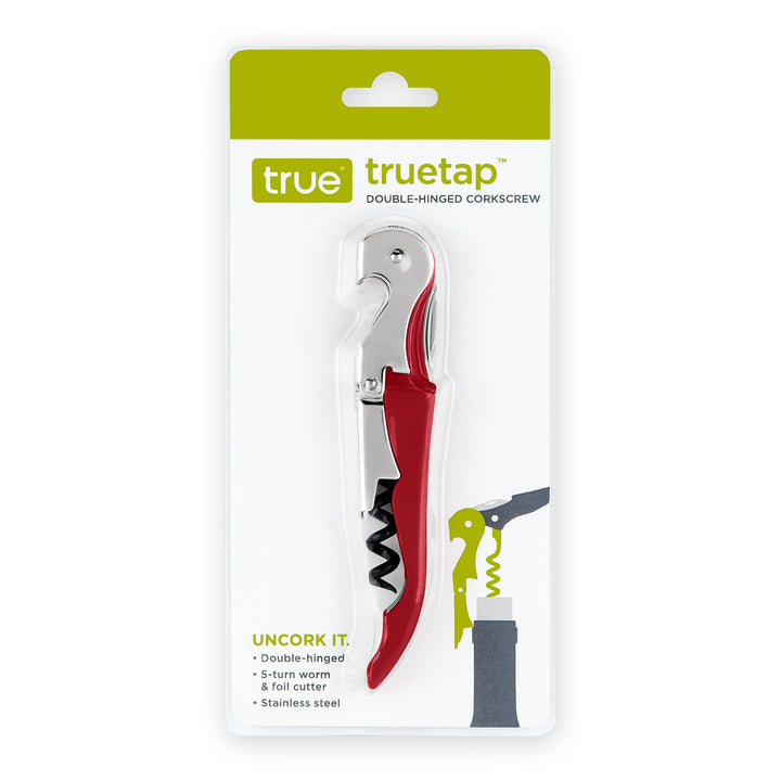 True Brands TrueTap Double Hinged Waiters Corkscrew, Top-notch Stainless Steel Opener with Foil Cutter Built to Last Wine Key Gold, Set of 1