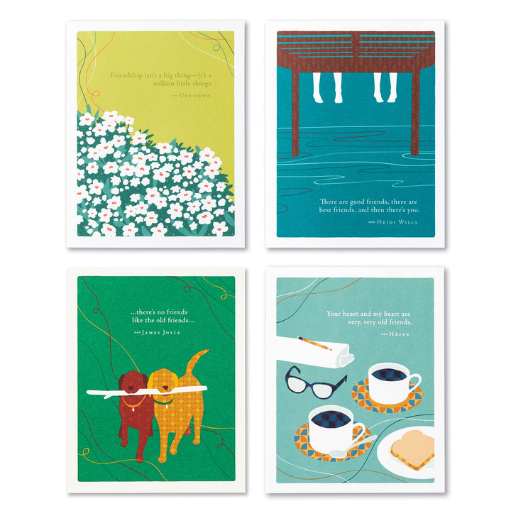 Compendium Positively Green 4-Pack of Friendship Cards – Best of Friends (Four Different Designs, One Card Each, with Envelopes) Friendship - Best of Friends