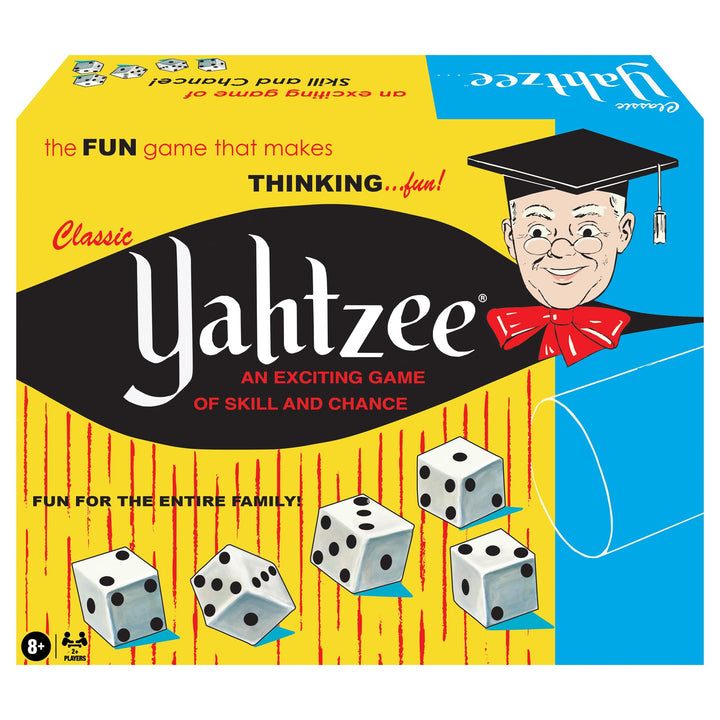 Winning Moves Classic Yahtzee with Retro Artwork, an Exciting Game of Skill and Chance with Original Components Games USA, for Ages 8 and Up, 2 or More Players (1167)