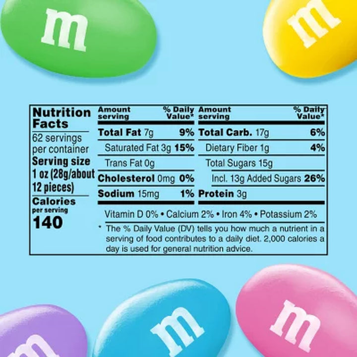 M&M'S Peanut Chocolate Pastel Easter Candy Jar 62 Oz.