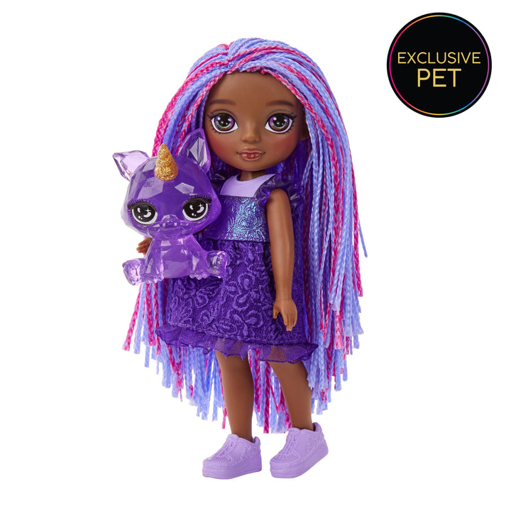 Rainbow High Littles – Indigo Bailey, Purple 5.5" Posable Small Doll with Purse, Magical Pet Fox, Girls Toy Gift, Kids Ages 4-12 Years