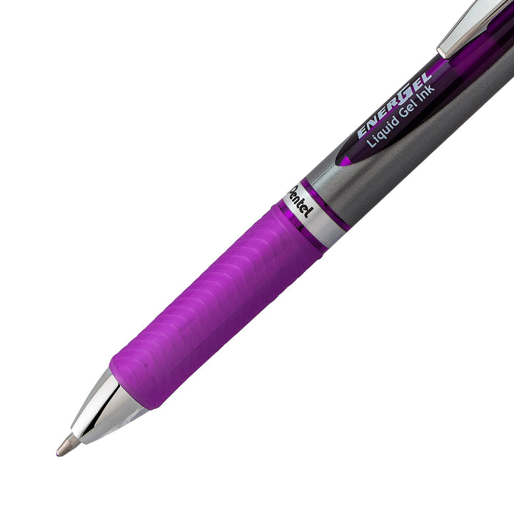 Pentel EnerGel RTX Retractable Liquid Gel Pen, Bold Line, Metal Tip, Violet Ink, Box of 12 (BL80-V) 12 Pack 1.0mm