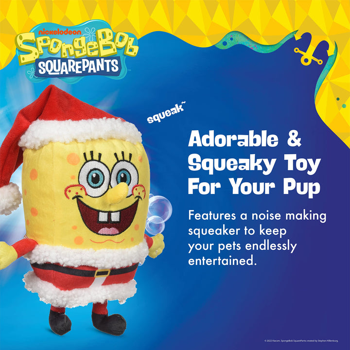 Holiday 9” Figure Plush Dog Toys with Squeaker | Dog Toys for Spongebob Fans | Squeaky Dog Toys, Spongebob Santa Toy, Dog Plush Toy SpongeBob Santa Plush 9 Inch