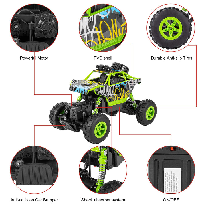 2PACK Remote Control Car for Boys Girls, RC Stunt Car 4WD Monster Truck 2.4Ghz with 6 Rechargeable Batteries Dual Motors Unique Graffiti Off Road Toy Cars