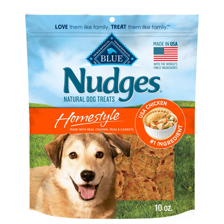 Blue Buffalo Nudges Homestyle Natural Dog Treats Made with Real Chicken, Made in the USA, Chicken, 10-oz. Bag