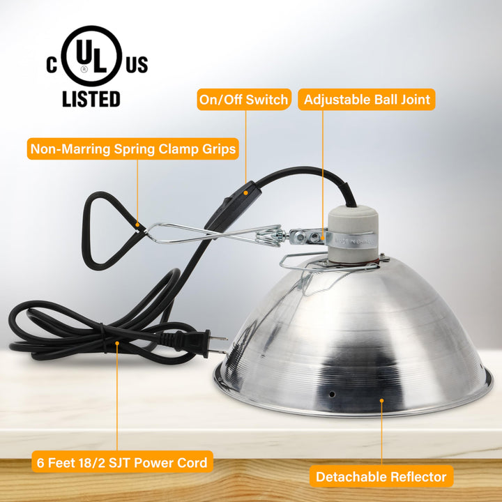 Simple Deluxe Adjustable Clamp Lamp with 10.5" Aluminum Reflector and Bulb Guard, 250W E26 Socket (Bulb Not Included), 6ft 18/2 SJT Cord Lamp Shade-250W 1 Pack