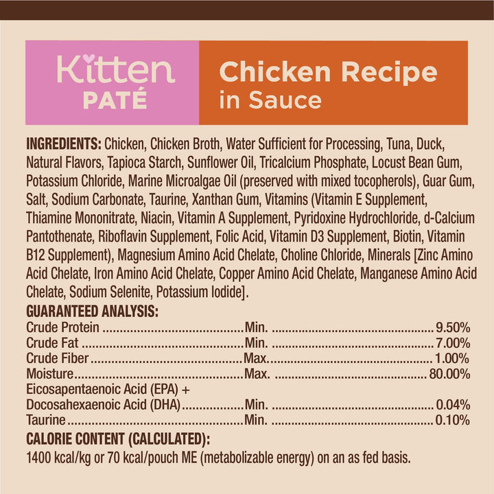 Wellness CORE Tiny Tasters Wet Kitten Food, Complete & Balanced Natural Pet Food, Made with Real Meat, 1.75-Ounce Pouch, 12 Pack (Kitten, Chicken Pate)