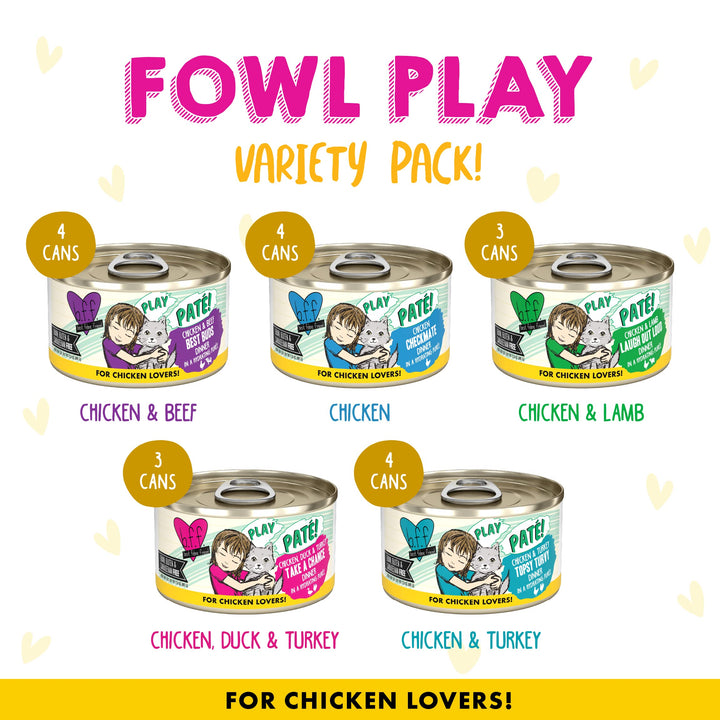 Weruva B.F.F. Play - Best Feline Friend Paté Lovers, Aw Yeah!, Chicken & Tuna Til' Then with Chicken & Tuna, 2.8oz Can (Pack of 12) 2.8 Ounce (Pack of 12)