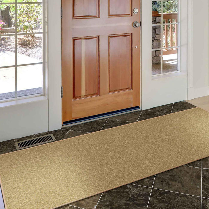 Machine Washable Modern Solid Design Non-Slip Rubberback 2x5 Traditional Runner Rug for Hallway, Kitchen, Bedroom, Entryway, 20" x 59", Beige Solid Beige Runner - 20" x 59"