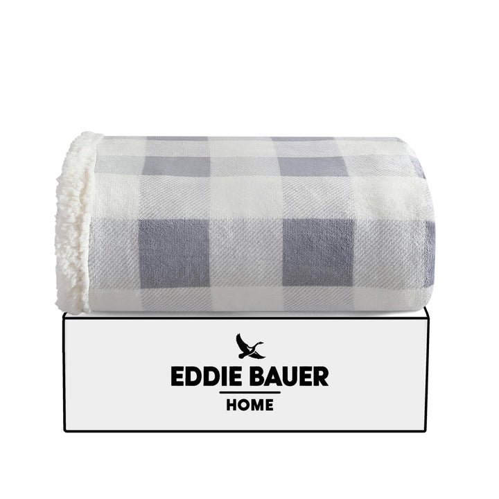 Eddie Bauer - Throw Blanket, Super Soft Reversible Sherpa Fleece Bedding, Ideal Christmas & White Elephant Gifts, Cozy Plaid Throw Blankets for Couch (Elk Stance Grey, Throw) Elk Stance Grey/White Animal