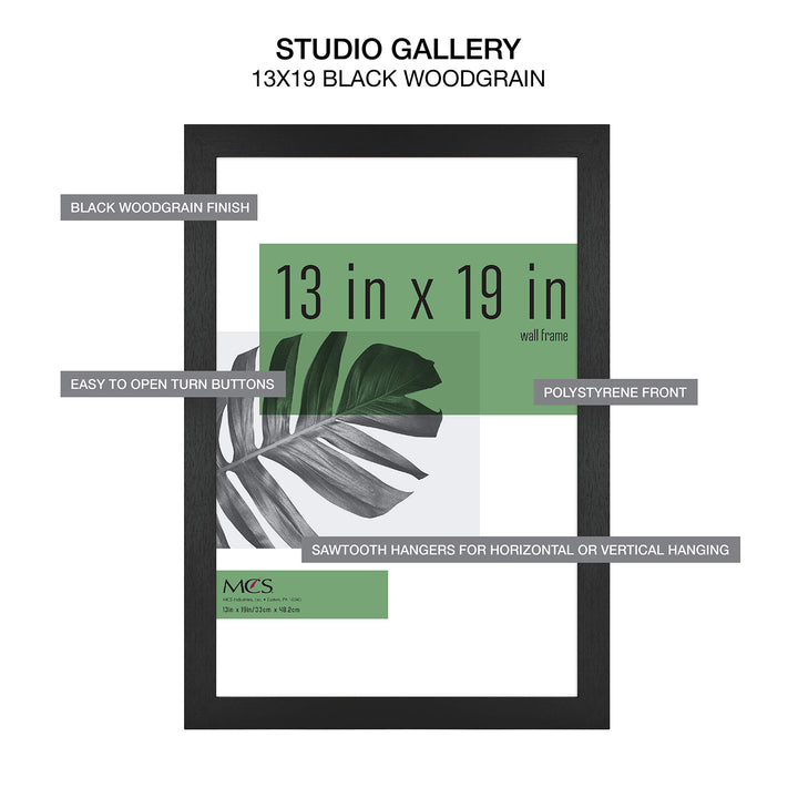 MCS Studio Gallery 20x27 Poster Frame Black Woodgrain, Vertical & Horizontal Wall Hanging Large Picture Frame for Photos, Posters & Art Prints (1-Pack) 1-Pack 20x27 - Select