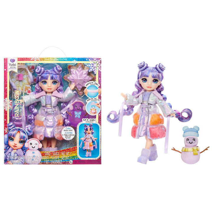 Rainbow High Winter Wonderland Violet - Purple 11” Fashion Doll with Magic Snow Hidden in Fashion That Puffs Up with Water, and Snowman Kit, Great Gift for Kids 4-12 Years Old