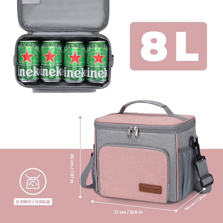 Maelstrom Lunch Box for Men,Insulated Lunch Bag Women/Men,Leakproof Lunch Cooler Bag, Lunch Tote Bag 4.New Single Layer - Pink 4.New Single-Layer (8L/12cans)