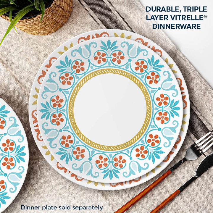 Corelle Global Collection Vitrelle 6-Piece Salad Plates Set, Triple Layer Recycled Glass, Lightweight Eco-Friendly 8-1/2-In Plates Set, Terracotta Dreams