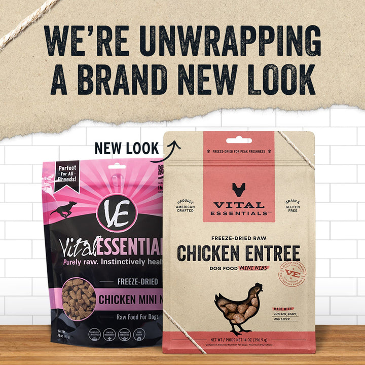 Vital Essentials Freeze Dried Raw Dog Food, Chicken Mini Nibs Entree, 14 oz