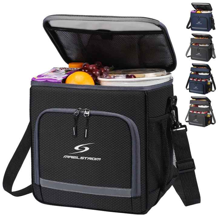 Maelstrom Lunch Box for Men,Insulated Lunch Bag Women/Men,Leakproof Lunch Cooler Bag, Lunch Tote Bag 1.Single Layer - Black 1.Single-Layer (15L/24cans)