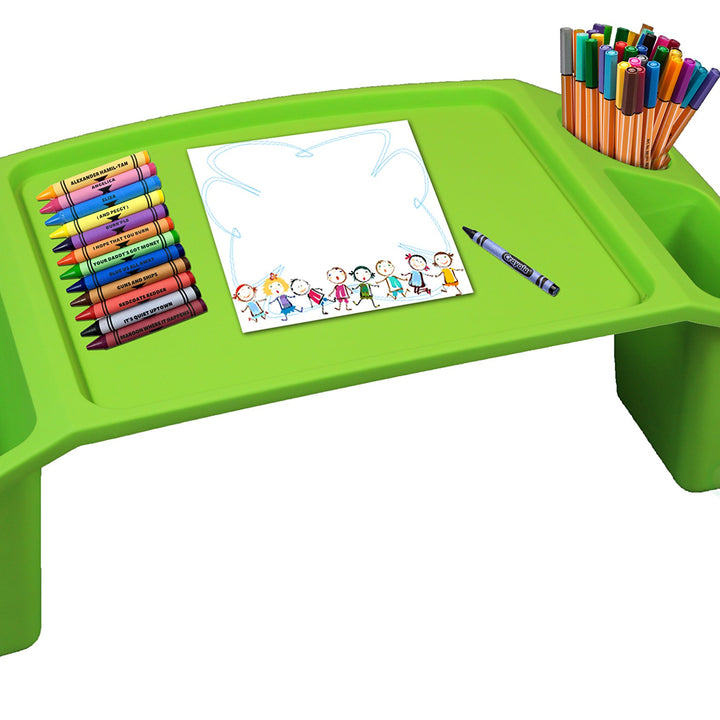 Basicwise QI003253G Kids Lap Desk Tray, Portable Activity Table, Green, 1 Piece