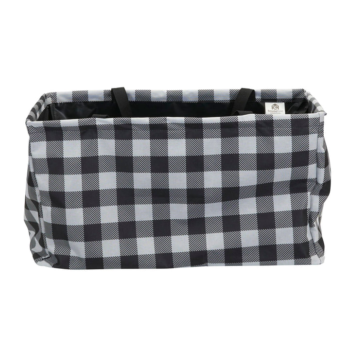 Household Essentials Krush Canvas Utility Tote | Reusable Grocery Bag | Black and White Plaid Buffalo Plaid Short Rectangular