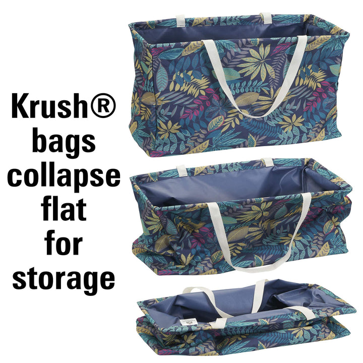 Household Essentials Krush Canvas Utility Tote| Reusable Beach Bag | Blue Palm Leaf Short Rectangular