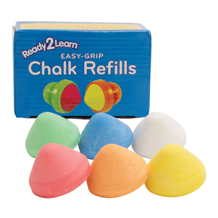 READY 2 LEARN Easy Grip Chalk Refills - 6 Colors - Ages 18m+ - Non-Toxic Toddler Sidewalk Chalk - Handles Sold Separately