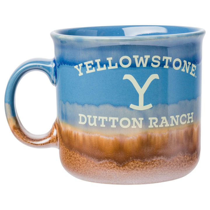 Silver Buffalo Yellowstone Dutton Ranch Reactive Glaze Ceramic Camper Mug, 20 Ounces