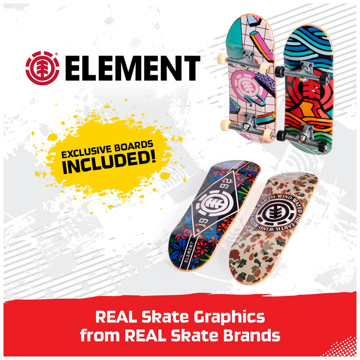 TECH DECK, Ultra DLX Fingerboard 4-Pack, Element Skateboards, Collectible and Customizable Mini Skateboards, Kids Toy for Ages 6 and up 4-pack Boards