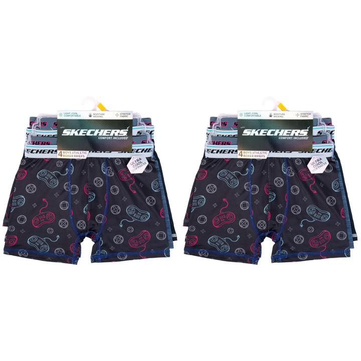 Skechers Boys'  Exclusive 8pk Athletic Boxer Briefs with Unique Prints in Sizes 2/3t, 4, 6, 8 and 10 8-pack Gaming Bxrbr