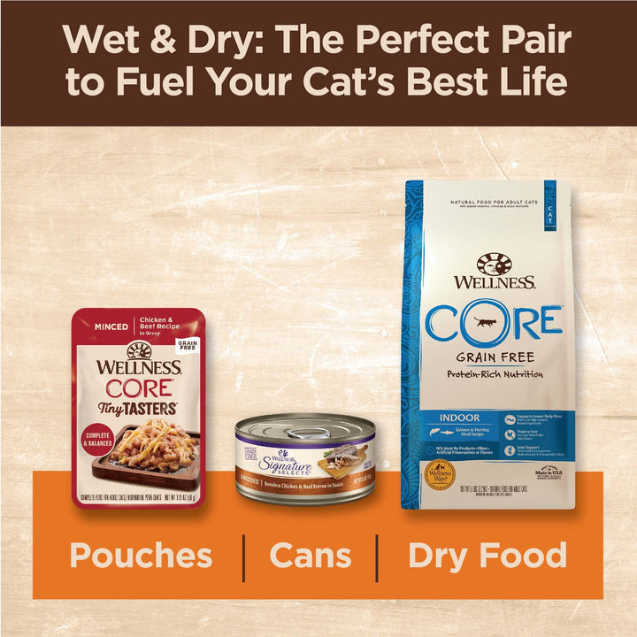 Wellness CORE Grain-Free Signature Selects Wet Cat Food, Natural Pet Food Made with Real Meat (Poultry Variety Pack, 2.8 Ounce Can, Pack of 8) Poultry Variety Pack 2.8 Ounce (Pack of 8)