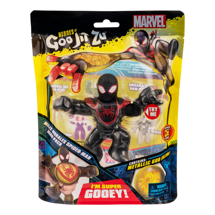 Heroes of Goo Jit Zu Marvel Miles Morales Spider-Man Hero Pack - Super Gooey Metallic Goo Filled Marvel 4.5" Tall Hero