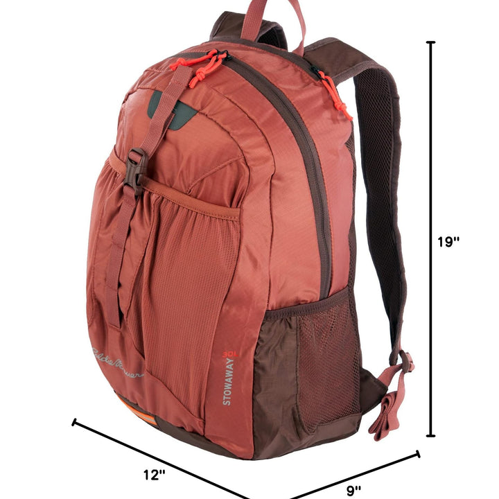 Eddie Bauer Stowaway Packable Backpack-Made from Ripstop Polyester, Maroon, 20L