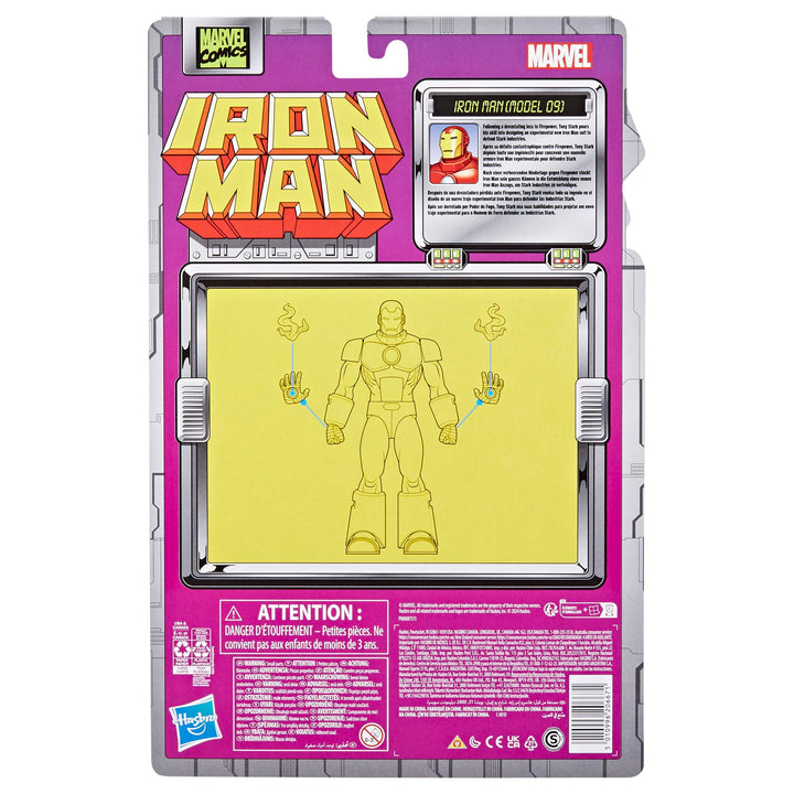 Marvel Legends Series Iron Man (Model 09), Iron Man Comics Collectible 6-Inch Action Figure, Retro-Inspired Blister Card