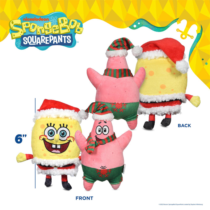 SpongeBob SquarePants for Pets Spongebob and Patrick Star 2pc Holiday 6 Figure Plush Dog Toys with Squeaker | Dog Toys for Spongebob Fans | Squeaky Dog Toys, Dog