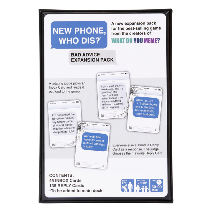 WHAT DO YOU MEME? New Phone, Who Dis? Bad Advice NSFW Expansion Pack – Designed to be Added to The New Phone, Who Dis? Core Game