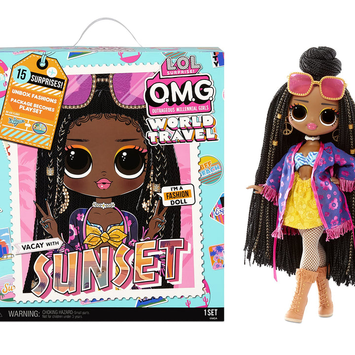 L.O.L. Surprise! World Travel Sunset Fashion Doll with 15 Surprises Including Outfit, Travel Accessories and Reusable Playset – Great Gift for Girls Ages 4+