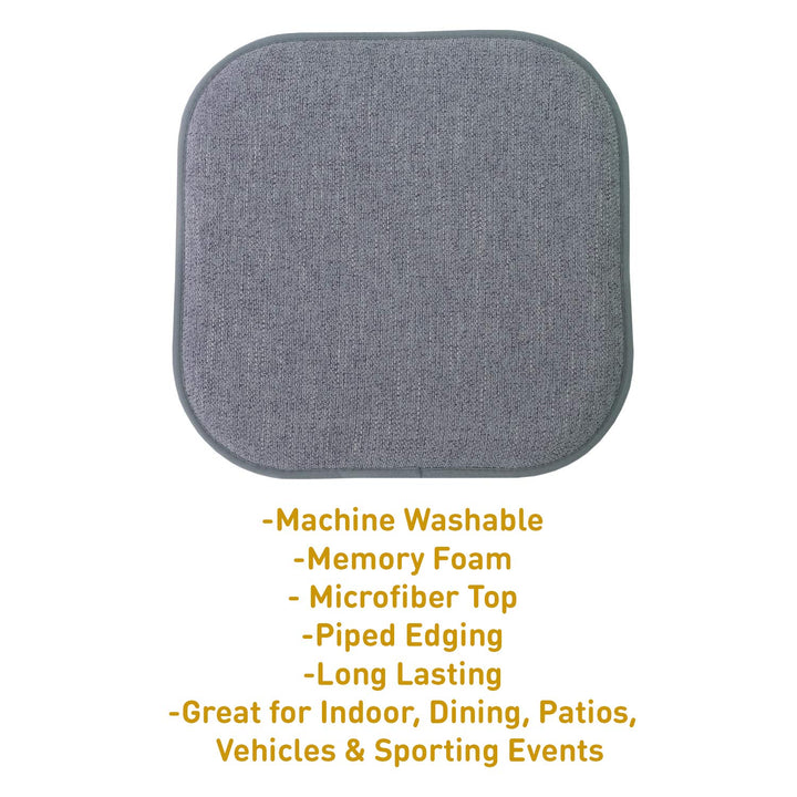 Sweet Home Collection Chair Cushion Memory Foam Pads Honeycomb Pattern Slip Non Skid Rubber Back Rounded Square 16" x 16" Seat Cover, 2 Pack, Alexis Blue/Gray
