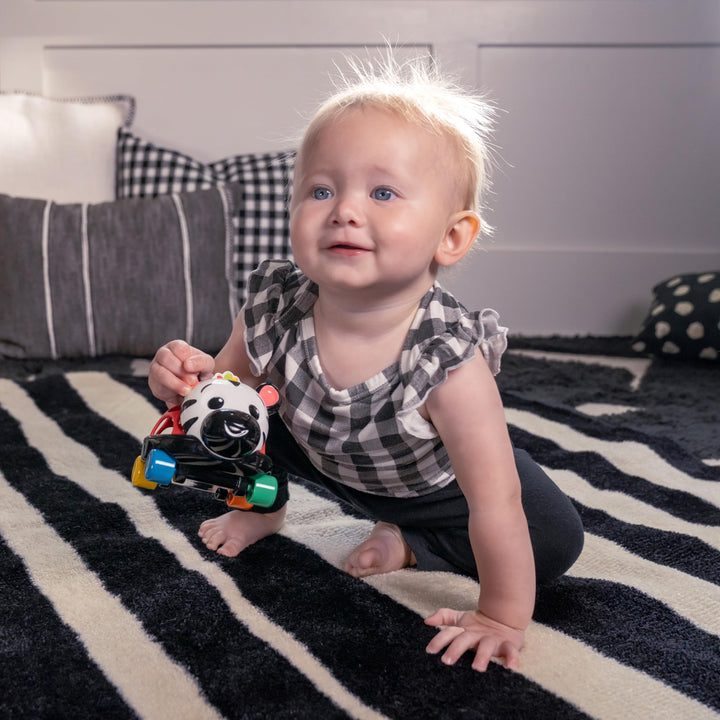 Baby Einstein Curious Car Zen Oball Toy Car & Rattle, Light Up, Ages 3 Months+, Zen The Zebra Zen Oball Car