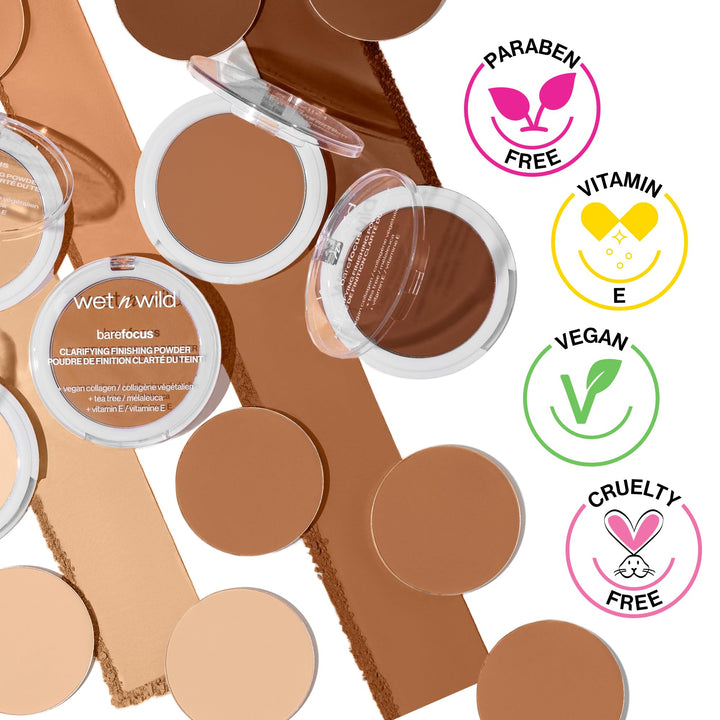 wet n wild Bare Focus Clarifying Finishing Powder | Matte | Pressed Setting Powder Fair-Light